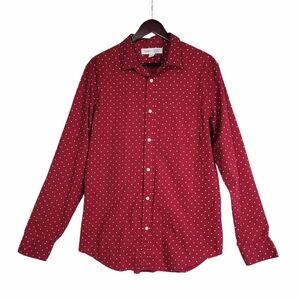 Old Navy Men's L Tall Regular Fit Built-In Flex Everyday Red Polka Dot Shirt
